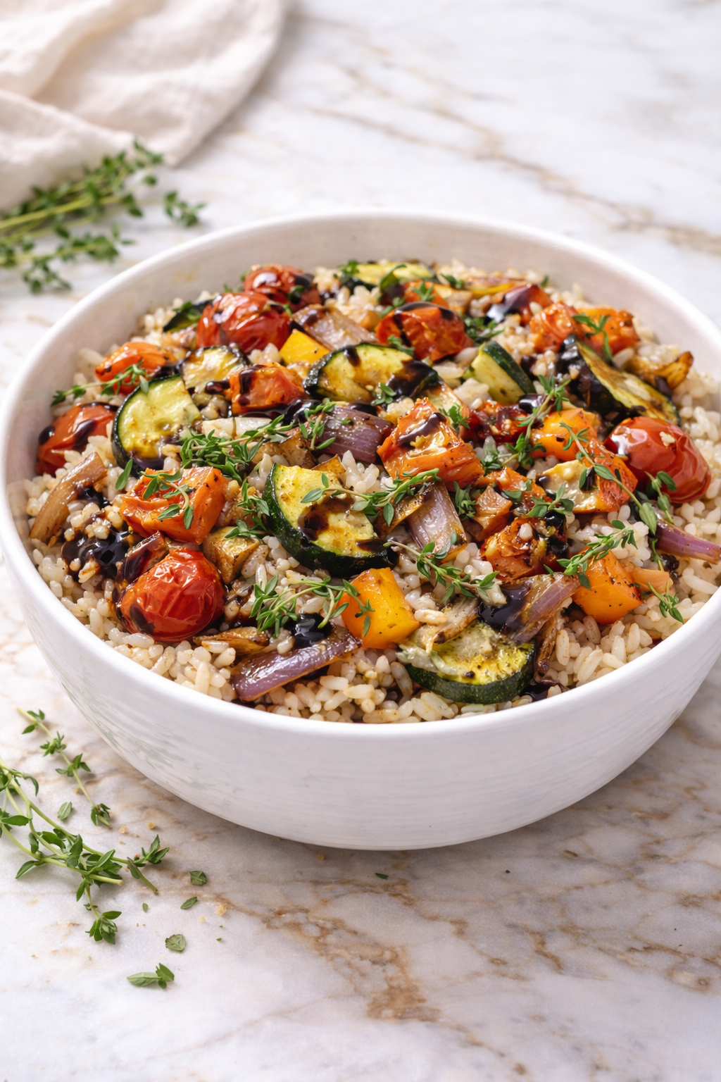 Balsamic Roasted Veggie Rice – thepantryspoon.com